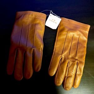 Men’s Dark Saddle Brown Coach Leather Gloves (Wool Inside)